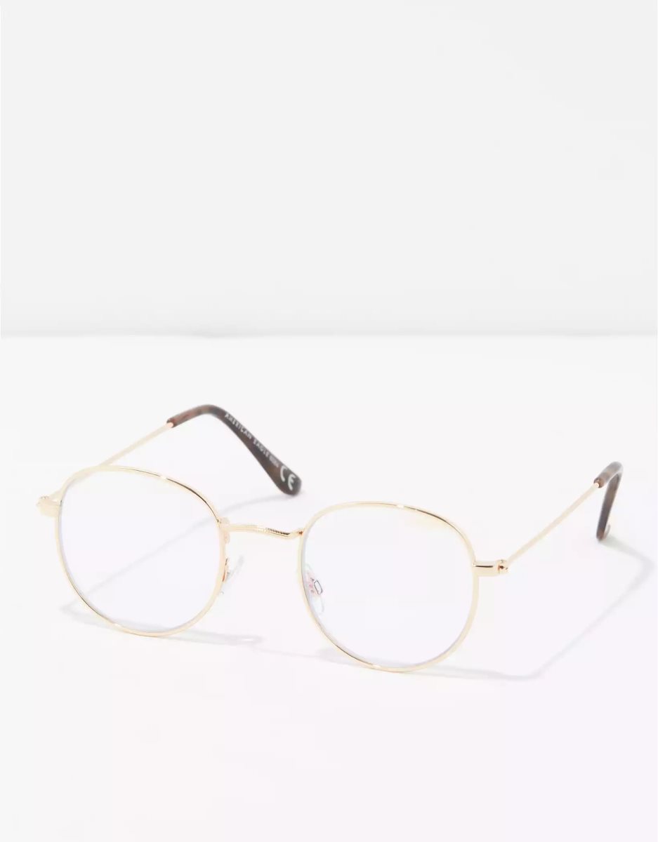 Lunettes de Soleil American Eagle AEO Gold Metal Round Blue Light Doré Femme | WNF-39920788